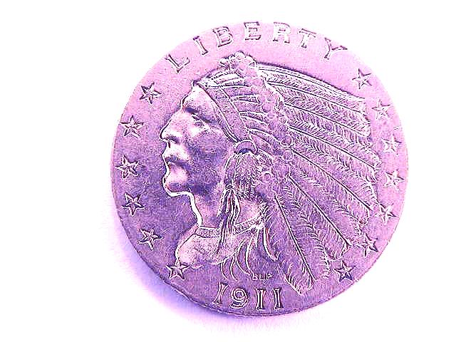 1911-Gold-Indian-Head-$2-1/2-Quarter-Eagle....